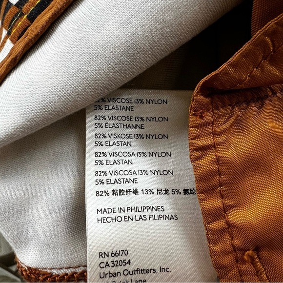 Maeve Anthro Checkered Pants Slim Ankle 8 Brown Black Knit Retro Mod Stretch - Picture 15 of 15